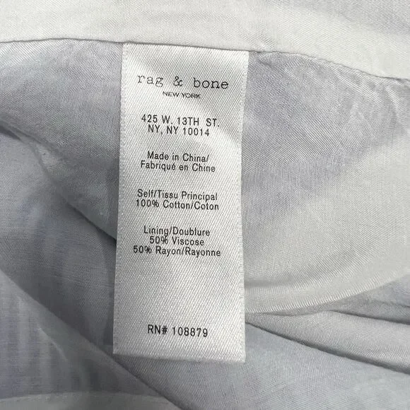 Rag & Bone Drew Off Shoulder Mini Dress Tunic MED Blue Stripe Cotton - Picture 12 of 13